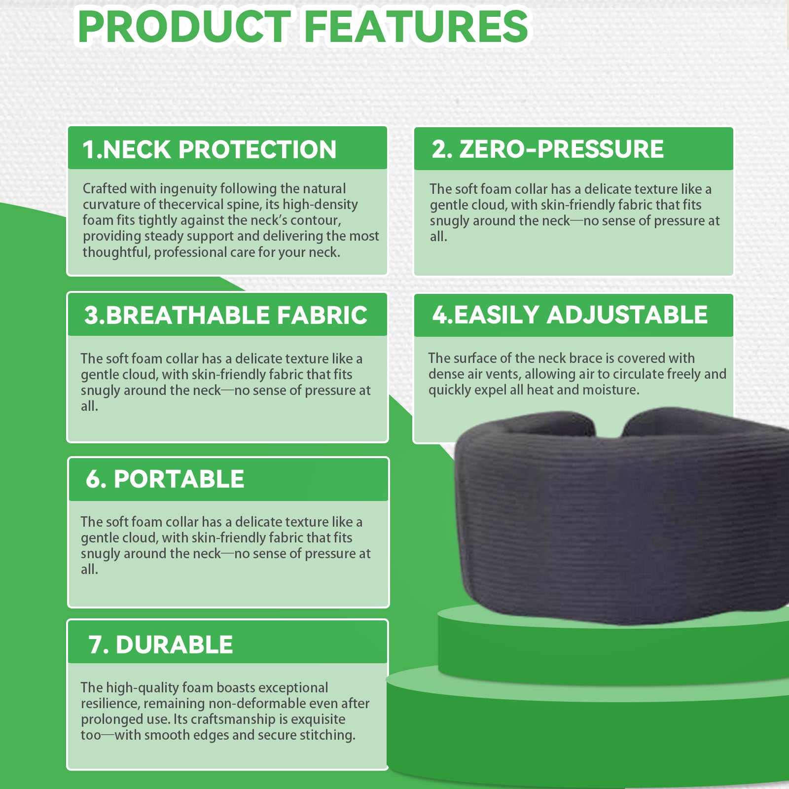 Premium Soft Cervical Collar - Adjustable Neck Brace