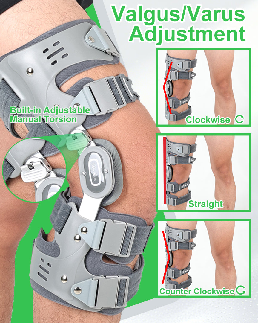 Unloader Knee Brace Left Single Upright Osteoarthritis Pain Support Alignment Rigid Framework Stabilizer with Condyle Pads and Easy Pull Fastening Straps for Walking