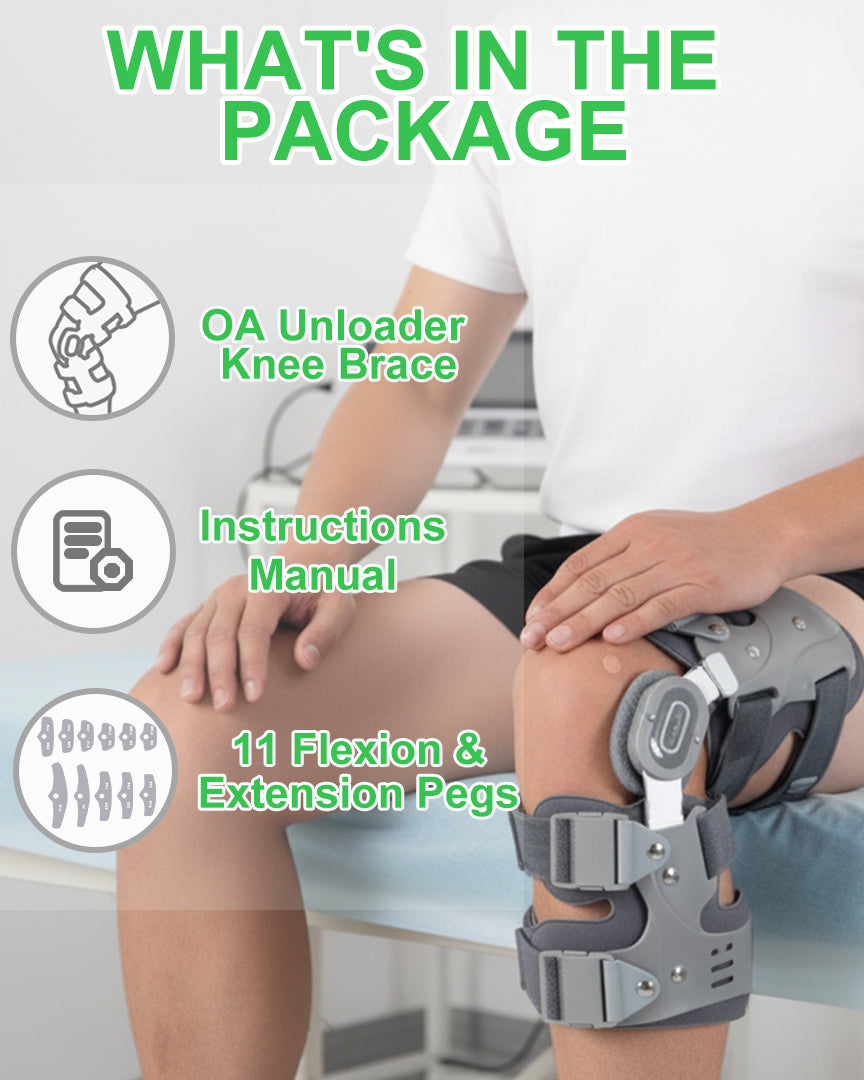 Unloader Knee Brace Left Single Upright Osteoarthritis Pain Support Alignment Rigid Framework Stabilizer with Condyle Pads and Easy Pull Fastening Straps for Walking