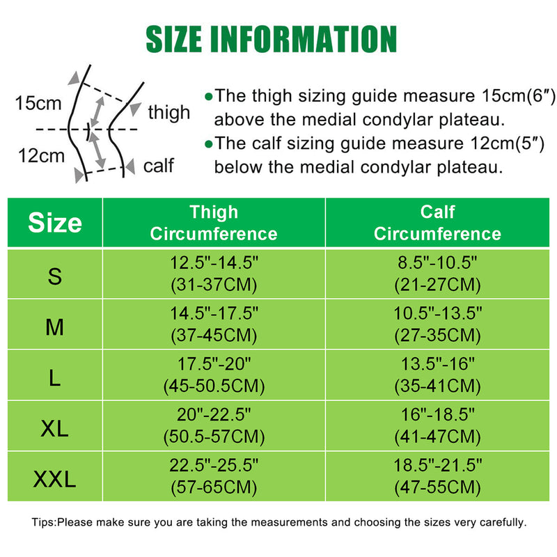 knee brace size thigh calf circumference