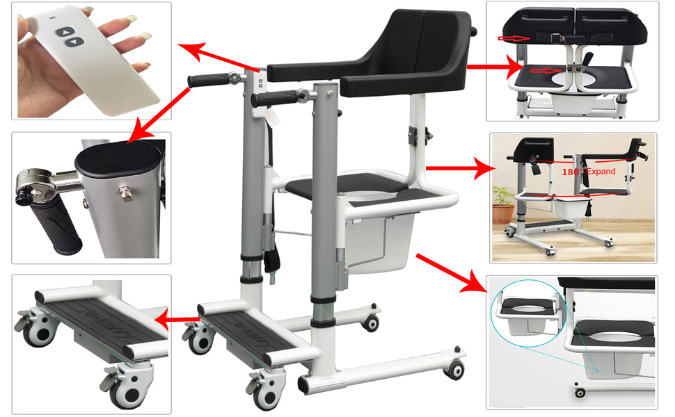 Electric Transfer Care Patient Lift - Transfer Wheelchair Patient Chair