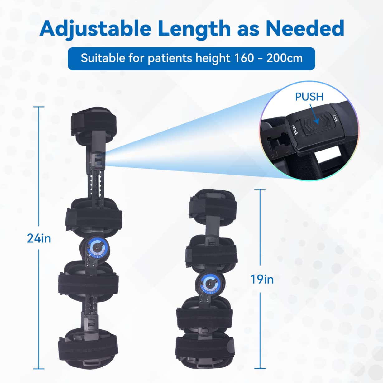 Hinged ROM Knee Brace, Post Op Knee Brace for Recovery Stabilization, ACL, MCL and PCL Injury, Adjustable Medical Orthopedic Support Stabilizer After Surgery, Women and Men