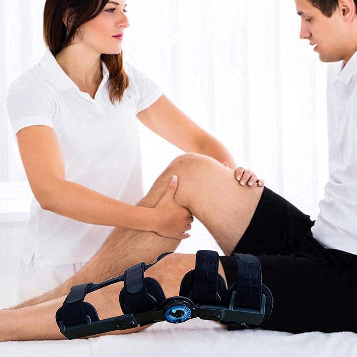 Hinged ROM Knee Brace, Post Op Knee Brace for Recovery Stabilization, ACL, MCL and PCL Injury, Adjustable Medical Orthopedic Support Stabilizer After Surgery, Women and Men