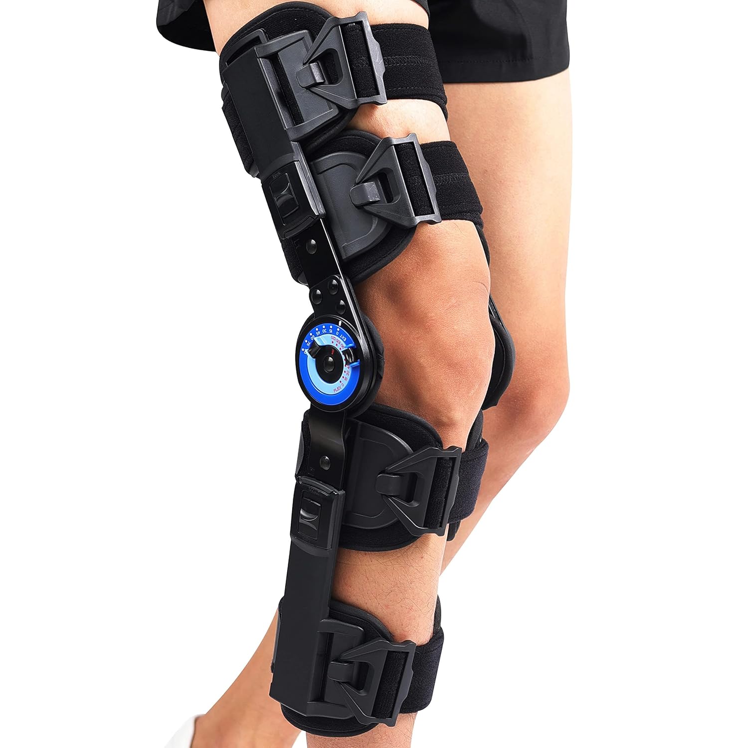 Hinged ROM Knee Brace, Post Op Knee Brace for Recovery Stabilization, ACL, MCL and PCL Injury, Adjustable Medical Orthopedic Support Stabilizer After Surgery, Women and Men