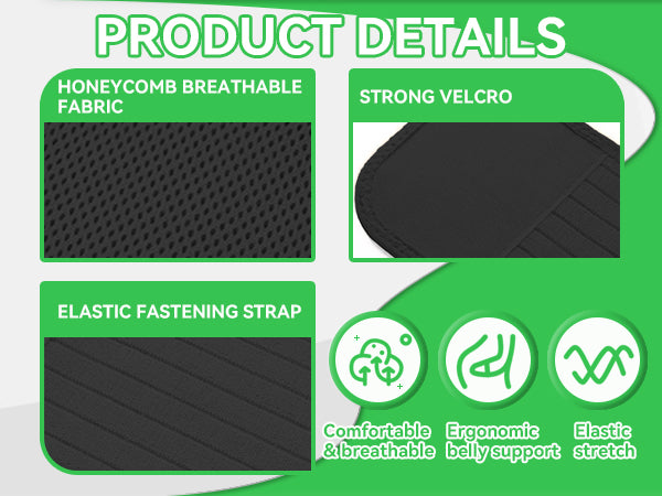 Maternity Belly Band for Pregnancy Support - Ergonomic Pregnancy Belt for Back, Pelvic & Hip Pain Relief - Breathable Abdominal Support Binder,Black