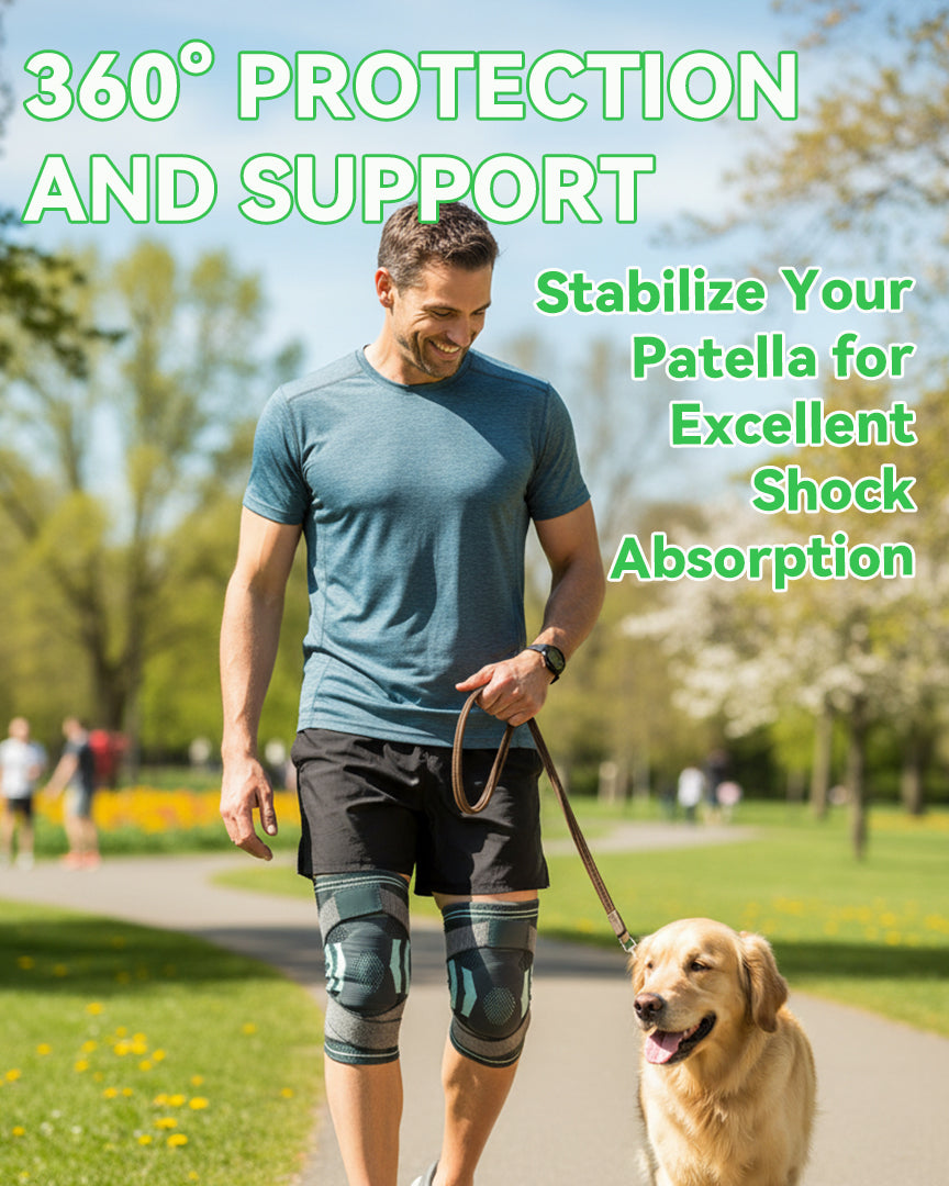 Orthomen Knee Brace with Side Stabilizers and Patella Gel Pad, Professional Compression Knee Sleeve for Knee Pain Relief, Meniscus Tear, ACL, Arthritis, Support for Running, Workout, Men & Women