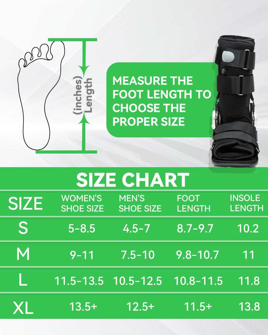 ROM Air Walking Boot - Tall Fracture Boot with Adjustable Range of Motion Dial, Air Cam Walker for Ankle Sprains, Broken Foot & Post-Op Recovery, Fits Left or Right Foot
