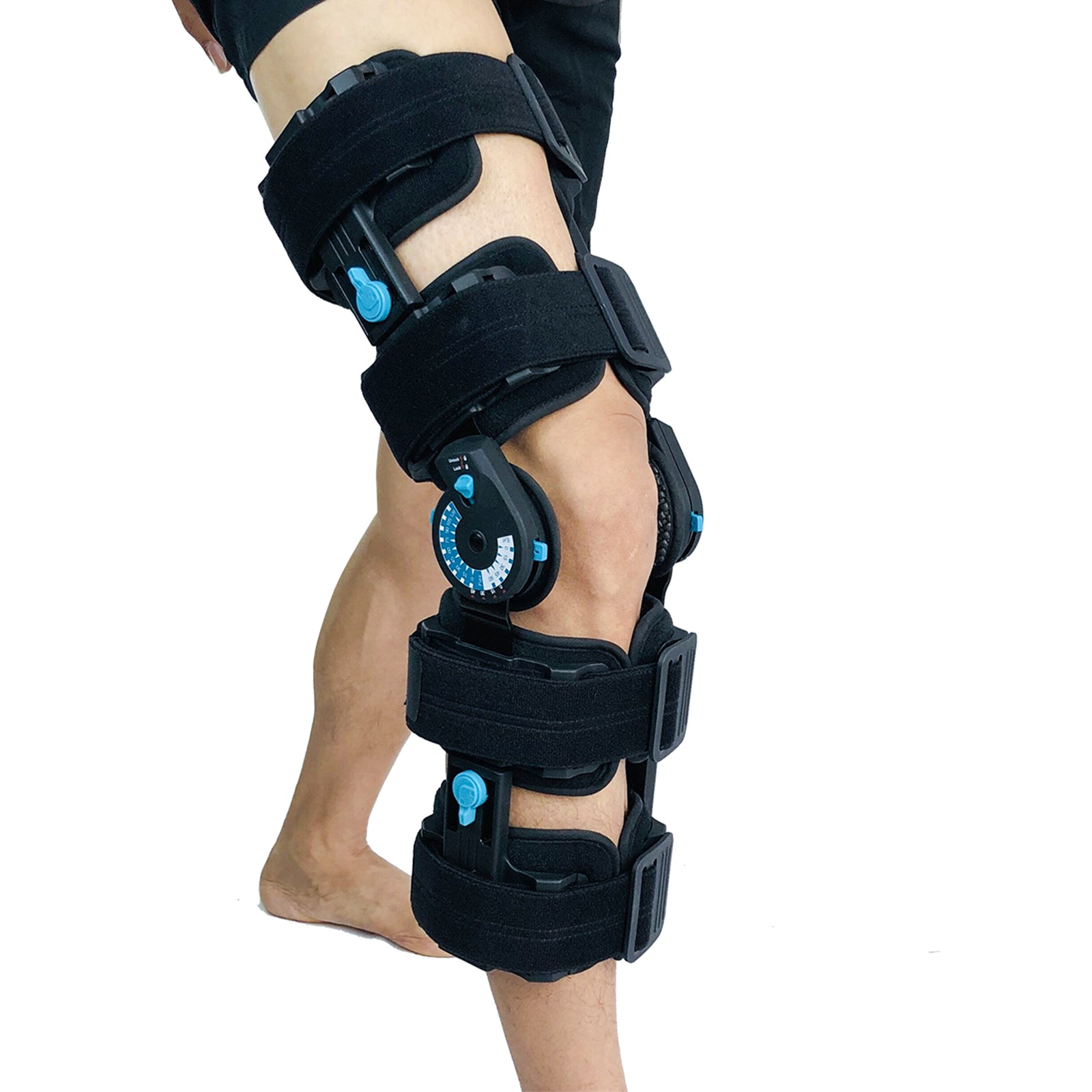 ROM Knee Brace, Hinged Post-Op Knee Immobilizer with 19-27” Adjustable Length, Precise Locking Dial for ACL MCL PCL Recovery, Universal Stabilizer for Meniscus Tear & Arthritis, Left or Right Leg