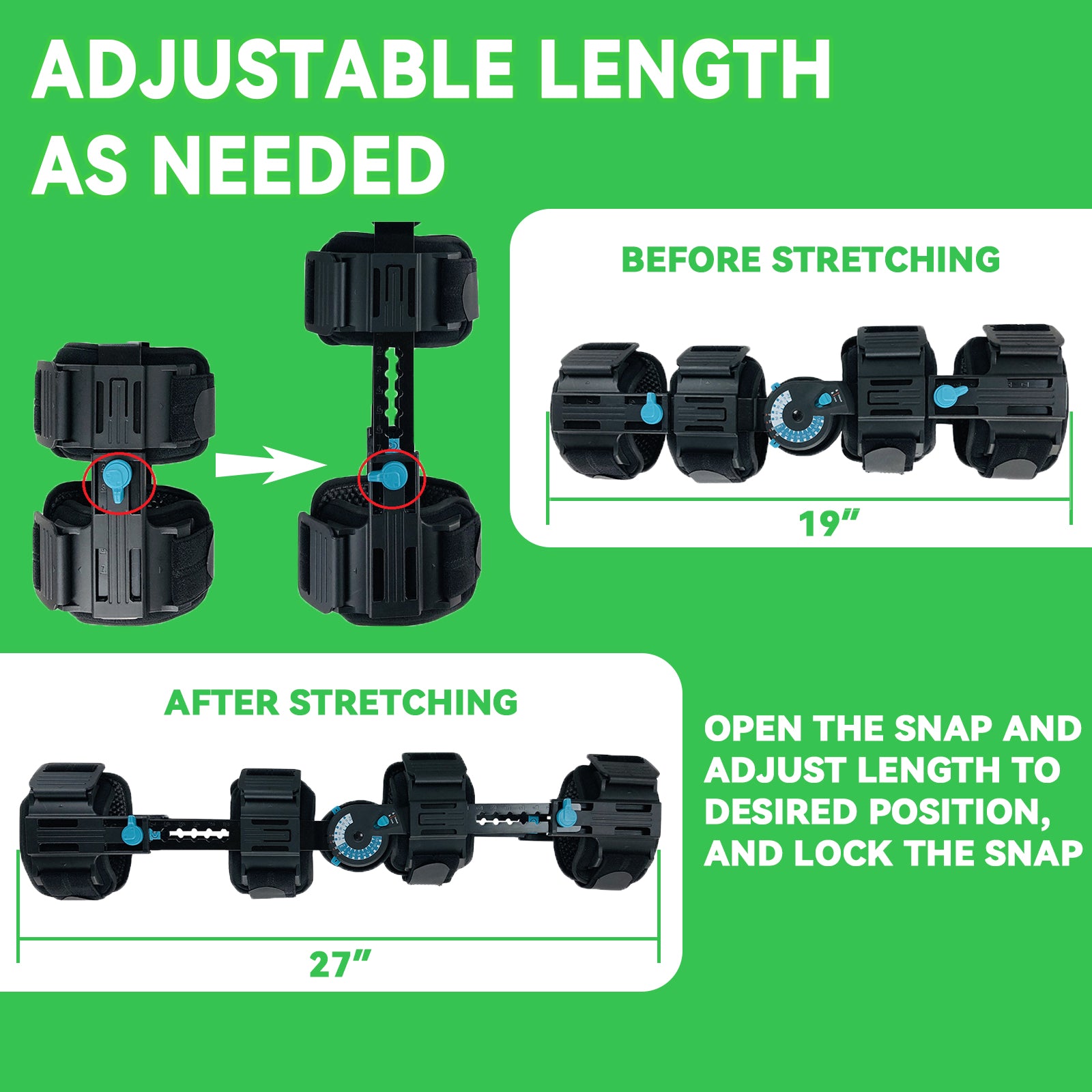 ROM Knee Brace, Hinged Post-Op Knee Immobilizer with 19-27” Adjustable Length, Precise Locking Dial for ACL MCL PCL Recovery, Universal Stabilizer for Meniscus Tear & Arthritis, Left or Right Leg
