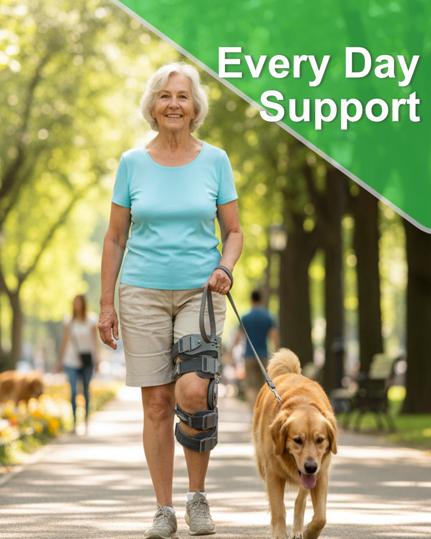 Unloader Knee Brace Left Single Upright Osteoarthritis Pain Support Alignment Rigid Framework Stabilizer with Condyle Pads and Easy Pull Fastening Straps for Walking