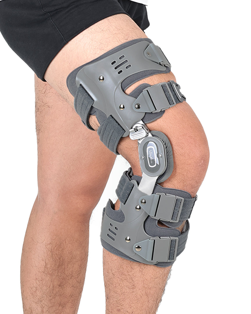 Unloader Knee Brace Left Single Upright Osteoarthritis Pain Support Alignment Rigid Framework Stabilizer with Condyle Pads and Easy Pull Fastening Straps for Walking