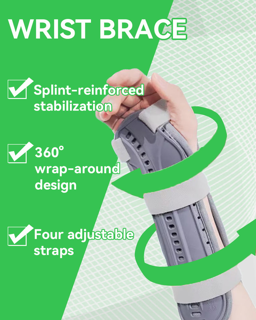 Orthomen Wrist Splint with Removable PE Protective Shell Splints, Forearm Support Brace with 4 Adjustable Velcro Straps for Carpal Tunnel, Sprains, Tendonitis & Arthritis Pain Relief, Breathable Hand Wrap