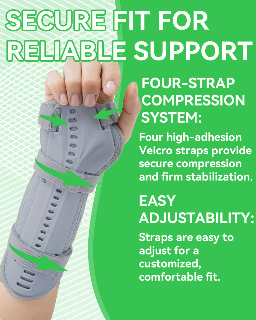Orthomen Wrist Splint with Removable PE Protective Shell Splints, Forearm Support Brace with 4 Adjustable Velcro Straps for Carpal Tunnel, Sprains, Tendonitis & Arthritis Pain Relief, Breathable Hand Wrap