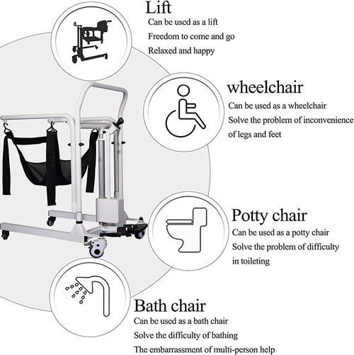 Patient Lift Transfer Chair Wheelchair Lightweight Rolling Shower